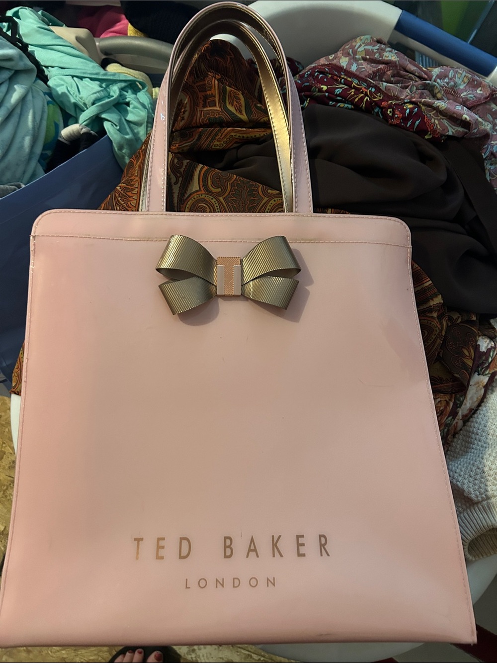 Ted Baker Pale Pink-NEW Tote with Gold Bow Accent
